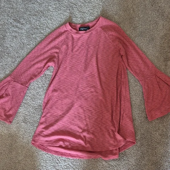 🌸 50% OFF Pink Ribbed Top - Picture 2 of 2